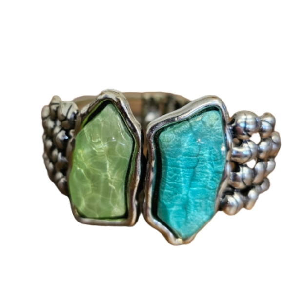 Green/Turquoise Hinge Bracelet - Picture 1 of 6